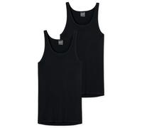 Schiesser Herren 2 Pack Unterhemd ohne Arm-Original Feinripp Unterwäsche, schwarz_005121, 4/ S (2er Pack)