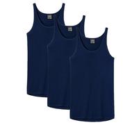 SCHIESSER Herren Unterhemd 3er Pack - Sport-Jacke, ohne Arm, Original Feinripp, einfarbig Blau M