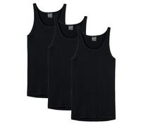 SCHIESSER Herren Unterhemd 3er Pack - Sport-Jacke, ohne Arm, Original Feinripp, einfarbig Schwarz 2XL