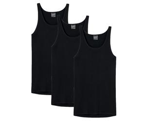 SCHIESSER Herren Unterhemd 3er Pack - Sport-Jacke, ohne Arm, Original Feinripp, einfarbig Schwarz S