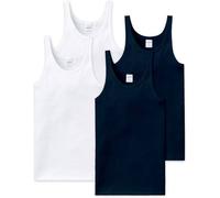 SCHIESSER Herren Unterhemd 4er Pack - ärmellos, Cotton Essentials, Feinripp Weiß/Blau L