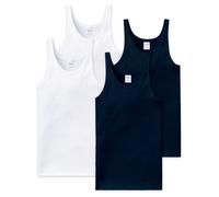 SCHIESSER Herren Unterhemd 4er Pack - ärmellos, Cotton Essentials, Feinripp Weiß/Blau M
