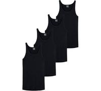 SCHIESSER Herren Unterhemd 4er Pack - Sport-Jacke, Original Feinripp L Schwarz
