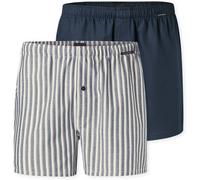 SCHIESSER Herren Web-Boxershorts, 2er Pack - Webware, Baumwolle 4XL Blau/Weiß