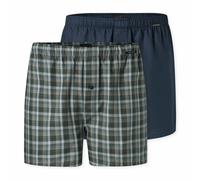 Schiesser 2-er Set Boxershorts Dunkelblau & Grau kariert