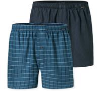 SCHIESSER Herren Web-Boxershorts, 2er Pack - Webware, Unterhose, Baumwolle 4XL Dunkelblau/Petrol
