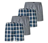 SCHIESSER Herren Web-Boxershorts, 4er Pack - Webware, Unterhose, Baumwolle Blau/Grau 4XL