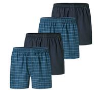 SCHIESSER Herren Web-Boxershorts, 4er Pack - Webware, Unterhose, Baumwolle Dunkelblau/Petrol S