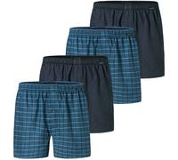 SCHIESSER Herren Web-Boxershorts, 4er Pack - Webware, Unterhose, Baumwolle Dunkelblau/Petrol M