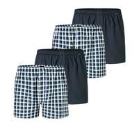 SCHIESSER Herren Web-Boxershorts, 4er Pack - Webware, Unterhose, Baumwolle Dunkelblau S