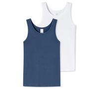 Schiesser Jungen 2 Pack Unterhemd - 95/5 Baumwolle - Größe 92 bis 140 | Ärmellos