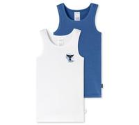 Unterhemden 2er-Pack Wal blau-weiß - Fine Rib 92