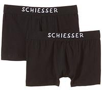 Schiesser Jungen Boxershorts 2 Shorts, 2er Pack, Gr. 140, Schwarz (schwarz 000)