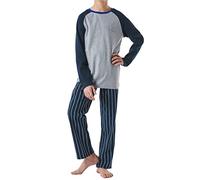 Schiesser Jungen Langer Schlafanzug-Organic Cotton Pyjamaset, grau-Mel. (grau), 152
