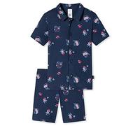 Schiesser Jungen Pyjama Kurz Pyjamaset, dunkelblau Gemustert, 140