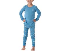 Schlafanzug lang Organic Cotton Bündchen Sterne Monde hellblau - Natural Love 92