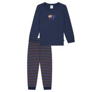 SCHIESSER Jungen Schlafanzug, lang - Kids, Bündchen, Baumwolle, Print Dunkelblau 104