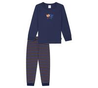SCHIESSER Jungen Schlafanzug, lang - Kids, Bündchen, Baumwolle, Print Dunkelblau 104