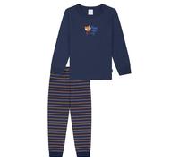 SCHIESSER Jungen Schlafanzug, lang - Kids, Bündchen, Baumwolle, Print Dunkelblau 104