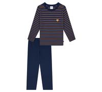 SCHIESSER Jungen Schlafanzug, lang - Kids, offenes Bein, Baumwolle, Print Dunkelblau 116