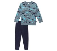 SCHIESSER Jungen Schlafanzug Set, 2-tlg. - Boys World 1, lang, Frottee, Motiv Blau/Grau 104