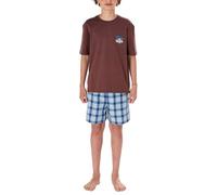 Schlafanzug kurz Surfer Karos havanna - Teens Nightwear 164