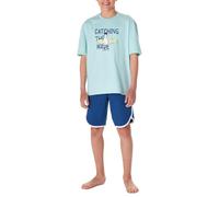 SCHIESSER Jungen Schlafanzug Set, 2-tlg. - kurz, Kinder, Baumwolle, Motiv Blau/Türkis 140