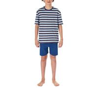 Schiesser Jungen Schlafanzug kurz Nightwear 164 – Streifen türkis – 100% Bio-Baumwolle