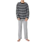 Schiesser Pyjama Jungen - lang - 100% Bio-Baumwolle - Ringel schwarz - Größe 164