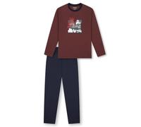 Schiesser Pyjama Set Jungen lang – 100% Bio-Baumwolle – Bordeaux Größe 140
