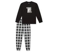 Schlafanzug lang Karo schwarz - Teens Nightwear 140