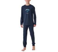 Schiesser Jungen Schlafanzug Set lang - 100% Organic Bio Baumwolle - Größe 140 bis 176, Nachtblau_181998, 152