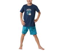 Schiesser Jungen Schlafanzug Set Pyjama kurz-100% Organic Bio Baumwolle-Größe 92 bis 140 Pyjamaset, Aquarium_182568, 128
