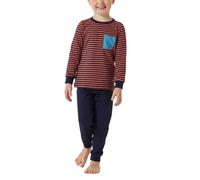 Schiesser Jungen Schlafanzug Set Pyjama Lang-100% Organic Bio Baumwolle-Größe 140 Pyjamaset, Dunkelblau_181858, 92