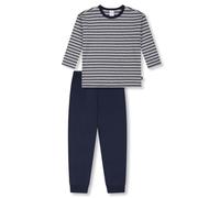 Schlafanzug lang Bündchen Ringel dunkelblau - Kids Nightwear 98