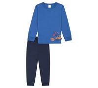 Schlafanzug lang Bündchen Bagger blau - Kids Nightwear 92