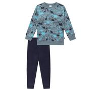 SCHIESSER Jungen Schlafanzug Set, 2-tlg. - Boys World 1, lang, Frottee, Motiv Blau/Grau 104