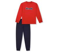 Schlafanzug lang Sweatware Bündchen rot - Teens Nightwear 152