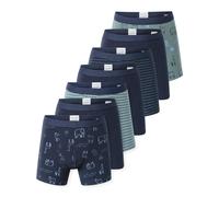 Boxershorts SCHIESSER "Boxershort 7PACK Boys Single Jersey Slips 7er Pack", Jungen, Gr. 128, bunt (dunkelblau, grün), Obermaterial: 95% Baumwolle CO. 5% Elasthan EL., Unterhosen (46634417-128) dunkelb