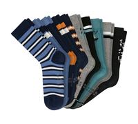 SCHIESSER Jungen Socken, 10er Pack - "Legwear Teens", Muster, Baumwolmischung Grau/Blau 31-34