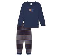 SCHIESSER Jungen Schlafanzug, lang - Kids, Bündchen, Baumwolle, Print Dunkelblau 128