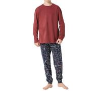 Schlafanzug lang Bündchen Weltall burgund - Family 176