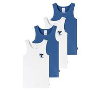 Schiesser Jungen Unterhemd Fine Rib 4-Pack blau,weiß - Größe 104