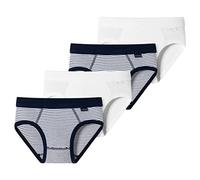 Schiesser - Kids Boys - Feinripp Organic Cotton - Sportslips/Unterhosen - 4er Pack (98 Weiß/Blau gestreift)