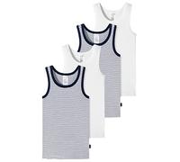 Schiesser - Kids Boys - Feinripp Organic Cotton - Unterhemd - 4er Pack (92 Weiß/Blau gestreift)
