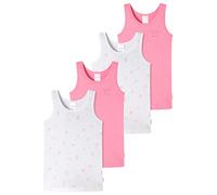 Schiesser - Kids Girls - Feinripp - Unterhemd - 4er Spar-Pack (128 Weiß/Rosa)