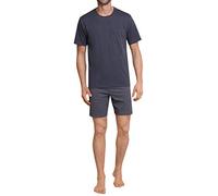 Schiesser Kurzer Schlafanzug mit V-Ausschnitt, zweiteiliges Nachtwäsche-Set für Herren, Grau (Anthrazit 203), 2 Meses