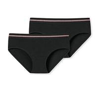 Schiesser Pantys 2er-Pack Doppelripp schwarz - Long Life Cotton für Mädchen 176
