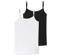 SCHIESSER Mädchen Spaghetti-Top Pack - Vorteilspack,Trägertop, Unterhemd, Cotton Stretch Schwarz/Weiß 164 2er Pack (1x2P)