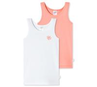 Unterhemden 2er-Pack Sonne apricot/ weiß - Fine Rib 116